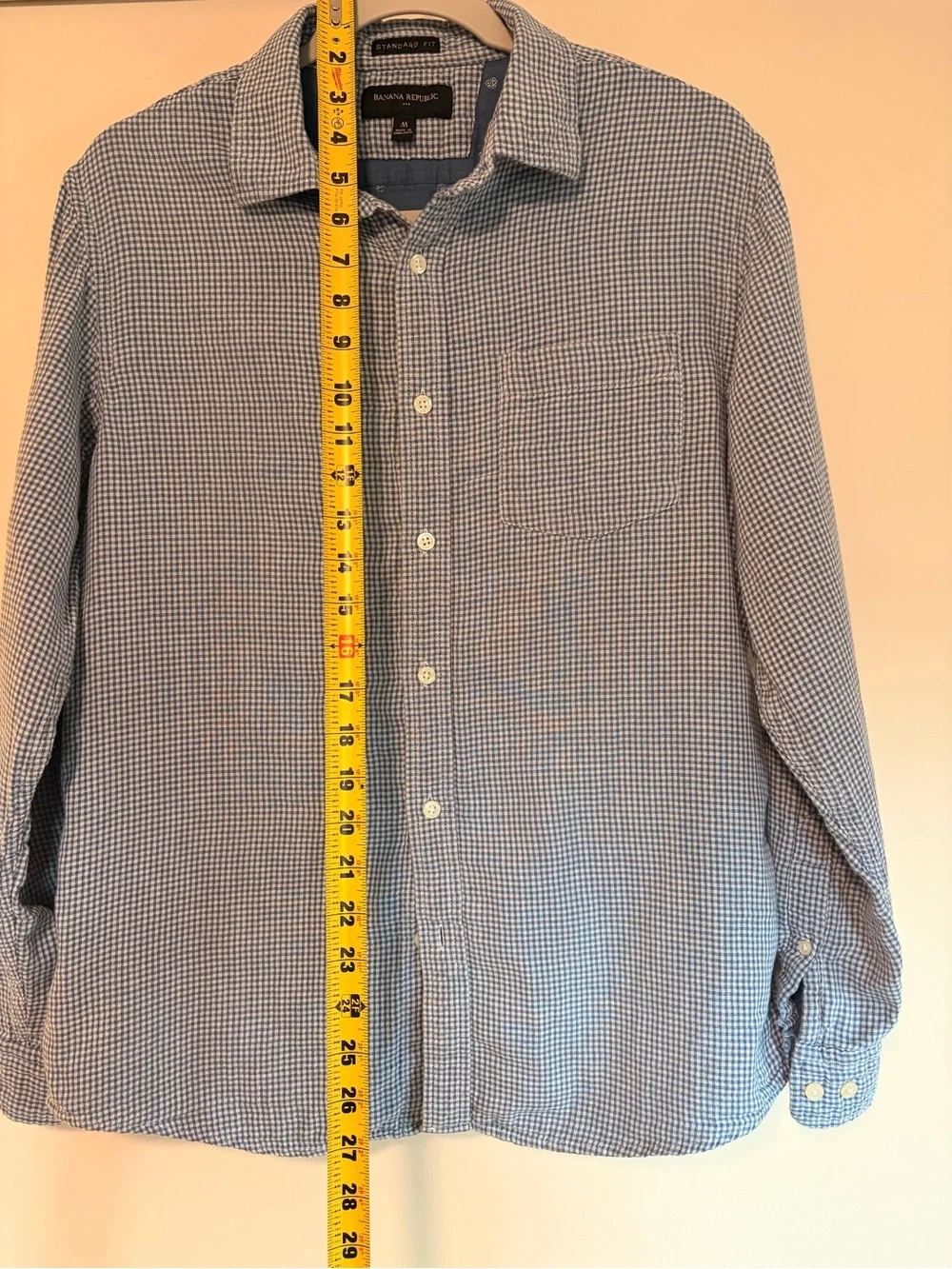 Banana Republic Men’s Light Blue Micro-Check Button-Down Shirt
